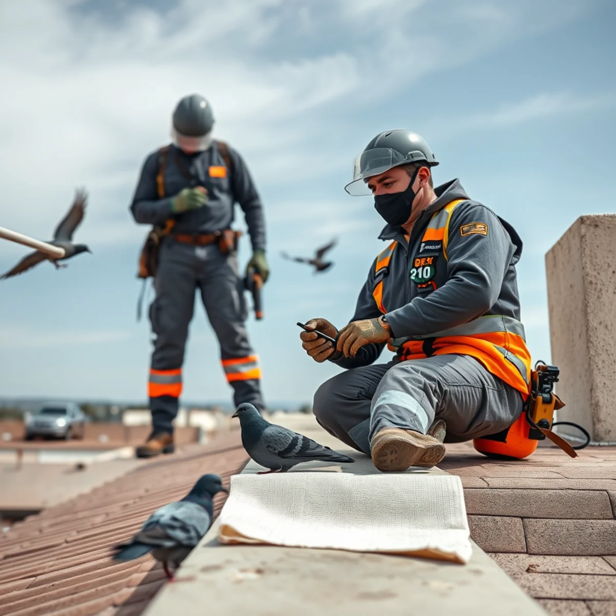 Pigeon Control & Bird Proofing service in progress at an El Paso, Texas property