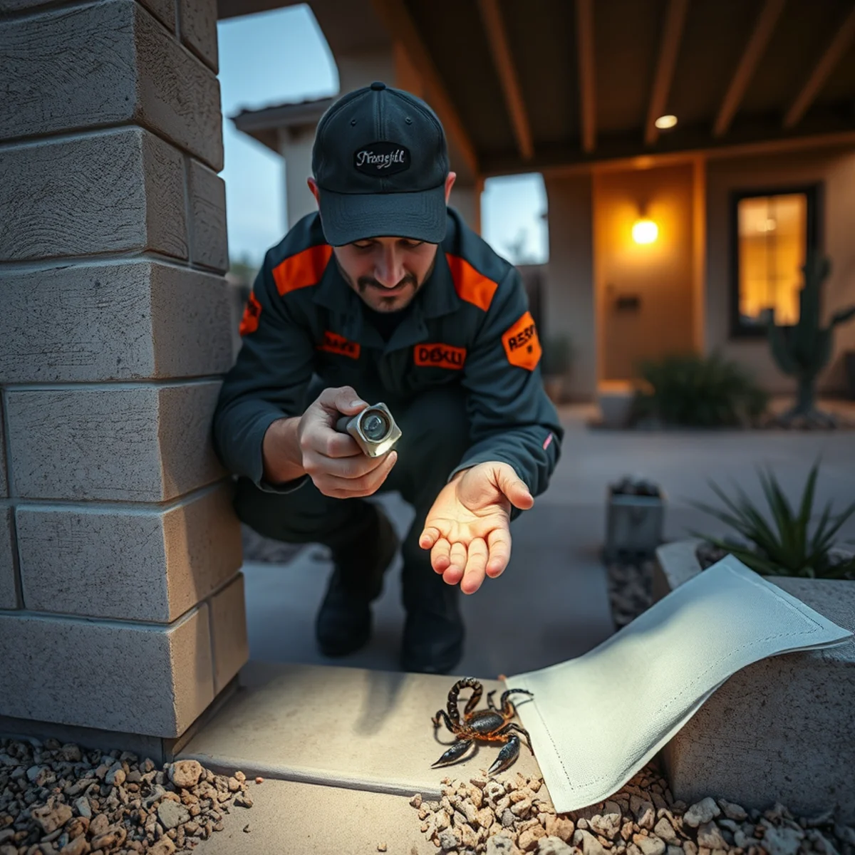 Scorpion Control service in progress at an El Paso, Texas property