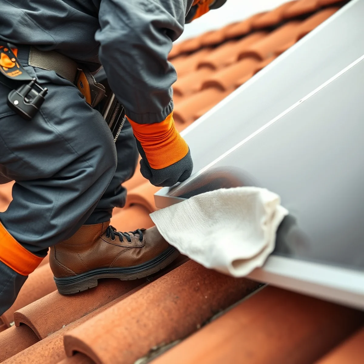 Solar Panel Pigeon Proofing service in progress at an El Paso, Texas property